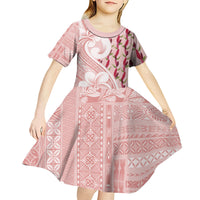 Samoa Teuila Kid Short Sleeve Dress Pink Samoan Siapo Motifs