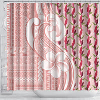 Samoa Teuila Shower Curtain Pink Samoan Siapo Motifs