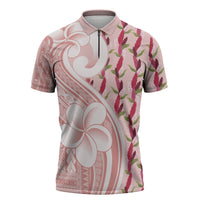 Samoa Teuila Zipper Polo Shirt Pink Samoan Siapo Motifs