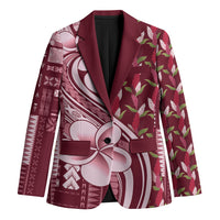 Samoa Teuila Blazer Maroon Samoan Siapo Motifs