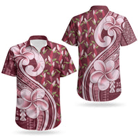 Samoa Teuila Couples Matching Mermaid Dress and Hawaiian Shirt Maroon Samoan Siapo Motifs LT05 - Polynesian Pride
