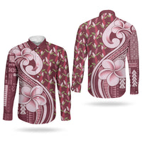 Samoa Teuila Couples Matching Mermaid Dress and Long Sleeve Button Shirt Maroon Samoan Siapo Motifs LT05 - Polynesian Pride