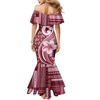 Samoa Teuila Family Matching Mermaid Dress and Hawaiian Shirt Maroon Samoan Siapo Motifs