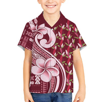 Samoa Teuila Family Matching Off Shoulder Short Dress and Hawaiian Shirt Maroon Samoan Siapo Motifs