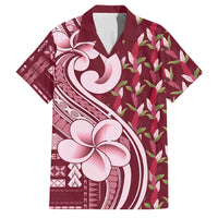 Samoa Teuila Family Matching Puletasi and Hawaiian Shirt Maroon Samoan Siapo Motifs LT05 Dad's Shirt - Short Sleeve Maroon - Polynesian Pride
