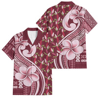 Samoa Teuila Family Matching Short Sleeve Bodycon Dress and Hawaiian Shirt Maroon Samoan Siapo Motifs LT05 Dad's Shirt - Short Sleeve Maroon - Polynesian Pride