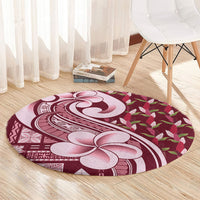 Samoa Teuila Round Carpet Maroon Samoan Siapo Motifs
