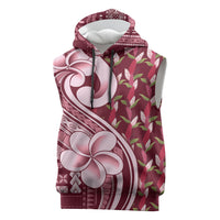 Samoa Teuila Sleeveless Hoodie Maroon Samoan Siapo Motifs