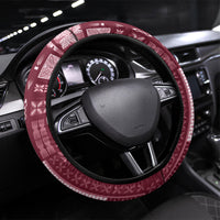 Samoa Teuila Steering Wheel Cover Maroon Samoan Siapo Motifs