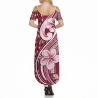 Samoa Teuila Summer Maxi Dress Maroon Samoan Siapo Motifs LT05 - Polynesian Pride