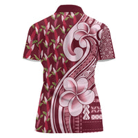 Samoa Teuila Women Polo Shirt Maroon Samoan Siapo Motifs