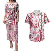 Samoa Teuila Couples Matching Puletasi and Hawaiian Shirt White Samoan Siapo Motifs LT05 White - Polynesian Pride