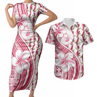 Samoa Teuila Couples Matching Short Sleeve Bodycon Dress and Hawaiian Shirt White Samoan Siapo Motifs LT05 White - Polynesian Pride