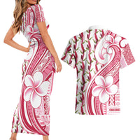 Samoa Teuila Couples Matching Short Sleeve Bodycon Dress and Hawaiian Shirt White Samoan Siapo Motifs LT05 - Polynesian Pride