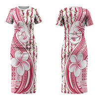 Samoa Teuila Couples Matching Short Sleeve Bodycon Dress and Hawaiian Shirt White Samoan Siapo Motifs LT05 - Polynesian Pride