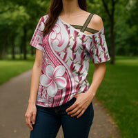 Samoa Teuila Cross Shoulder Shirt White Samoan Siapo Motifs