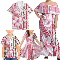 Samoa Teuila Family Matching Off Shoulder Maxi Dress and Hawaiian Shirt White Samoan Siapo Motifs LT05 - Polynesian Pride