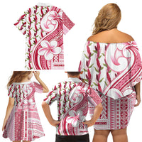 Samoa Teuila Family Matching Off Shoulder Short Dress and Hawaiian Shirt White Samoan Siapo Motifs LT05 Mom's Dress White - Polynesian Pride