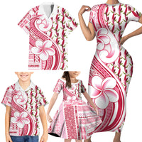 Samoa Teuila Family Matching Short Sleeve Bodycon Dress and Hawaiian Shirt White Samoan Siapo Motifs