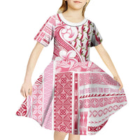 Samoa Teuila Kid Short Sleeve Dress White Samoan Siapo Motifs
