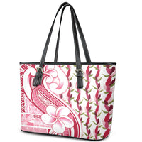 Samoa Teuila Leather Tote Bag White Samoan Siapo Motifs
