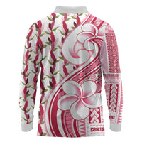 Samoa Teuila Long Sleeve Polo Shirt White Samoan Siapo Motifs