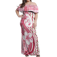 Samoa Teuila Off Shoulder Maxi Dress White Samoan Siapo Motifs LT05 Women White - Polynesian Pride