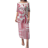 Samoa Teuila Puletasi White Samoan Siapo Motifs LT05 Long Dress White - Polynesian Pride