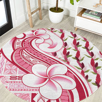 Samoa Teuila Round Carpet White Samoan Siapo Motifs
