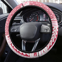 Samoa Teuila Steering Wheel Cover White Samoan Siapo Motifs