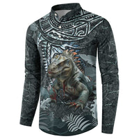 Hawaii Mo'o Lizard God Button Sweatshirt Polynesian Style