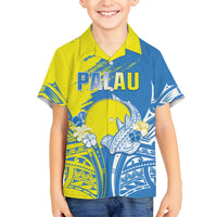 Palau Independence Day Family Matching Off The Shoulder Long Sleeve Dress and Hawaiian Shirt Happy 30th Anniversary