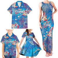 Happy Diwali Festival Family Matching Tank Maxi Dress and Hawaiian Shirt Diya Lamp Rangoli With Polynesian Pattern