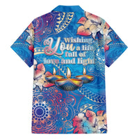 Happy Diwali Festival Family Matching Tank Maxi Dress and Hawaiian Shirt Diya Lamp Rangoli With Polynesian Pattern