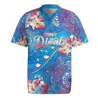 Happy Diwali Festival Rugby Jersey Diya Lamp Rangoli With Polynesian Pattern