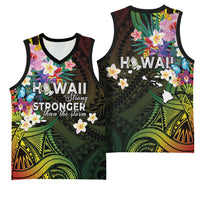 Hawaii Strong Basketball Jersey Polynesian Tribal Tropical Flowers