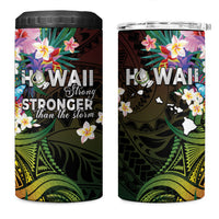 Hawaii Strong 4 in 1 Can Cooler Tumbler Polynesian Tribal Tropical Flowers
