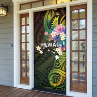 Hawaii Strong Door Cover Polynesian Tribal Tropical Flowers