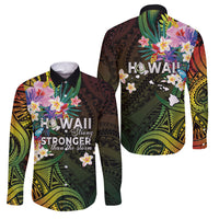 Hawaii Strong Family Matching Off The Shoulder Long Sleeve Dress and Hawaiian Shirt Polynesian Tribal Tropical Flowers