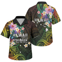 Hawaii Strong Family Matching Off The Shoulder Long Sleeve Dress and Hawaiian Shirt Polynesian Tribal Tropical Flowers