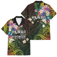 Hawaii Strong Family Matching Short Sleeve Bodycon Dress and Hawaiian Shirt Polynesian Tribal Tropical Flowers
