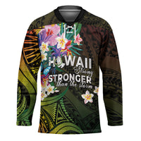 Hawaii Strong Hockey Jersey Polynesian Tribal Tropical Flowers