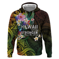 Hawaii Strong Hoodie Polynesian Tribal Tropical Flowers