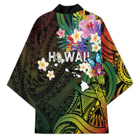 Hawaii Strong Kimono Polynesian Tribal Tropical Flowers
