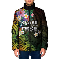 Hawaii Strong Padded Jacket Polynesian Tribal Tropical Flowers