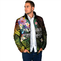 Hawaii Strong Padded Jacket Polynesian Tribal Tropical Flowers