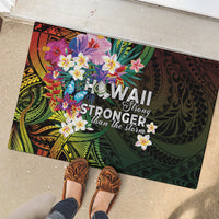Hawaii Strong Rubber Doormat Polynesian Tribal Tropical Flowers