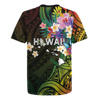Hawaii Strong Rugby Jersey Polynesian Tribal Tropical Flowers