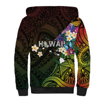 Hawaii Strong Sherpa Hoodie Polynesian Tribal Tropical Flowers