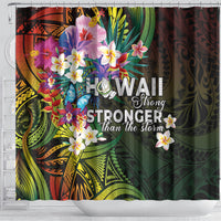 Hawaii Strong Shower Curtain Polynesian Tribal Tropical Flowers